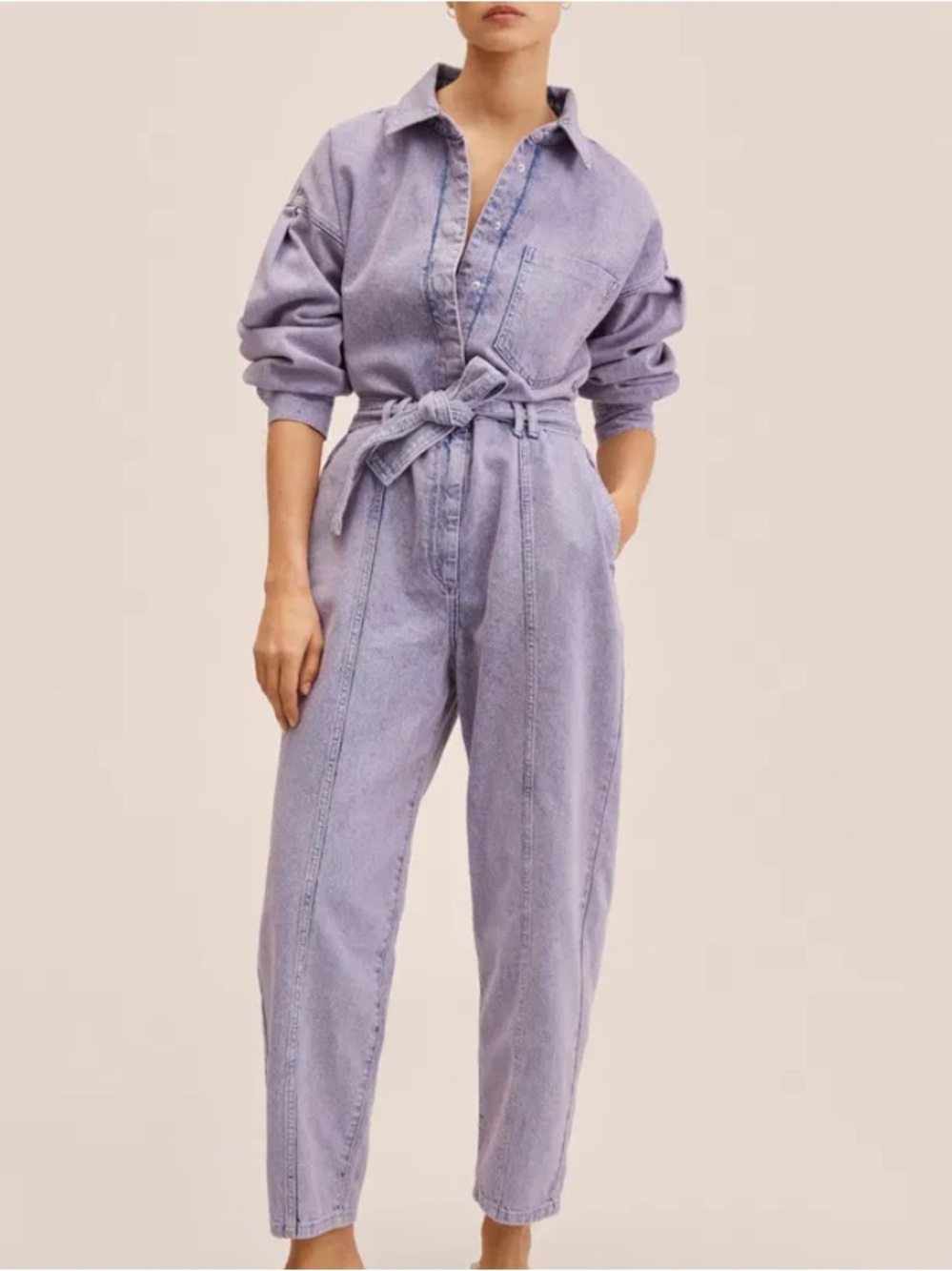 Mango purple denim jumpsuit